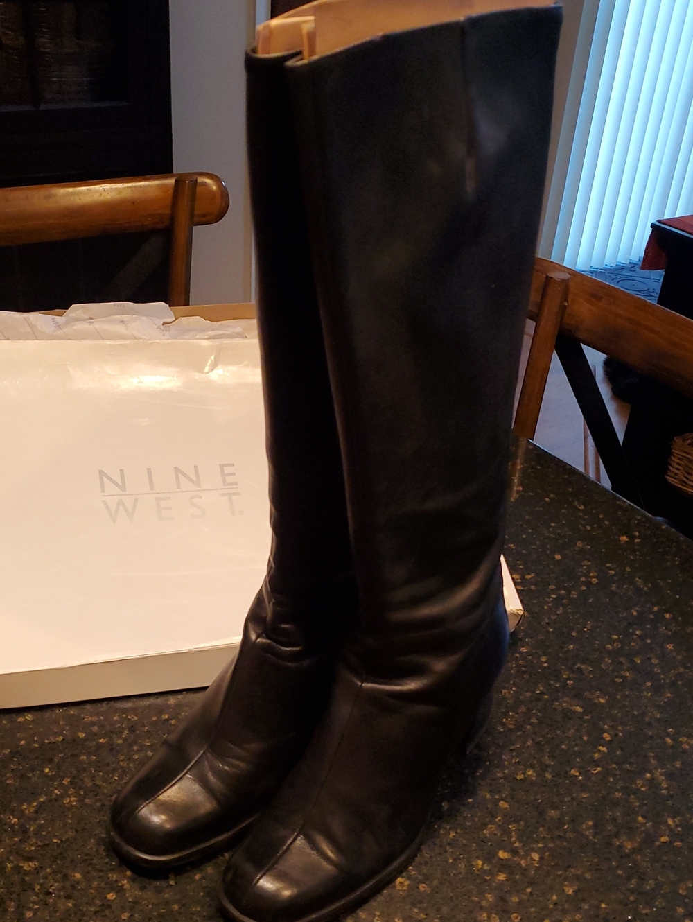 Nine West Black Over-The-Knee Leather Boots